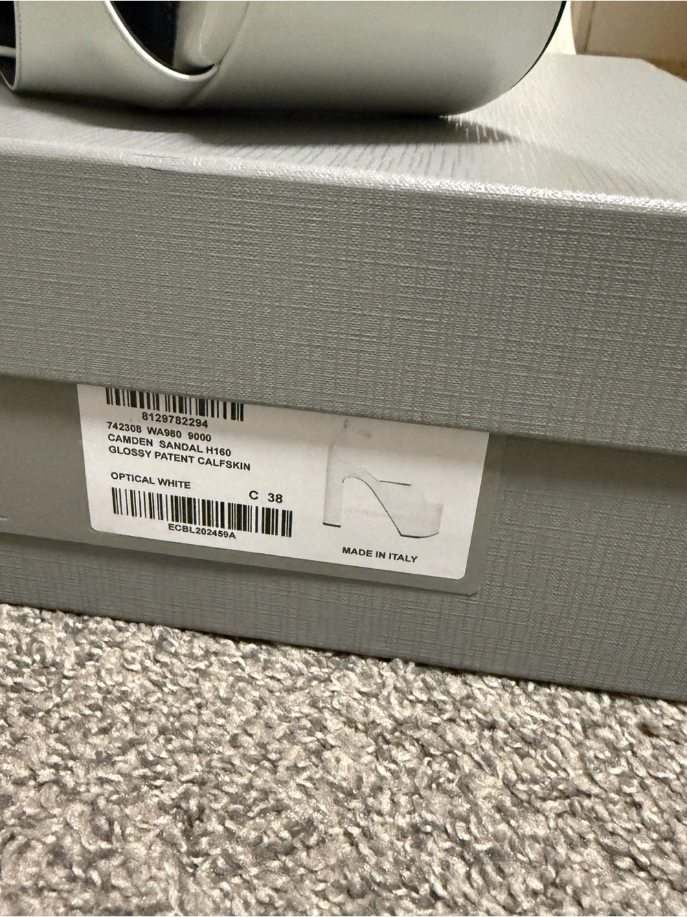 Balenciaga Women's White Patent Platform Peep-Toe Heels with Ankle Strap - Picture 6 of 6